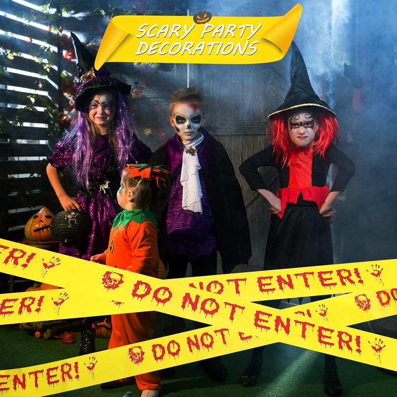 BeadRiver Halloween Decorations Caution Tape 3Inch x 82Feet Do Not Enter Scary Warning Tape for Crime Scene Indoor & Outdoor Decor Halloween Party Decorations Haunted House Danger Zones - Image 4
